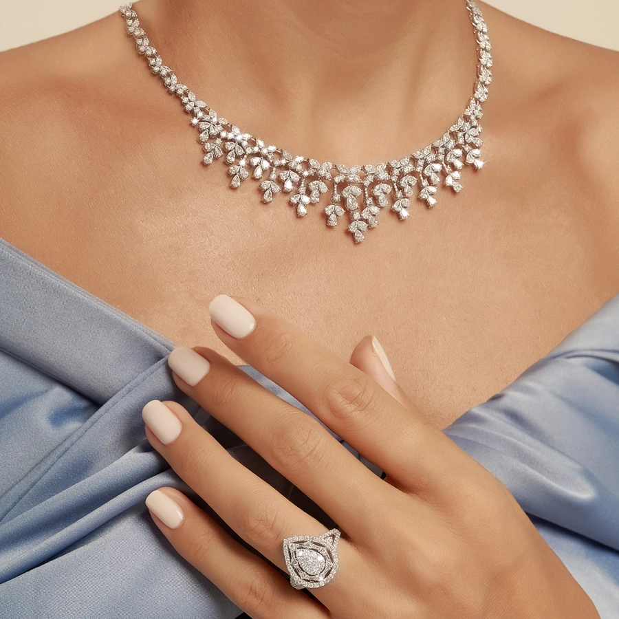 1.19 Carat Diamond Pear Baguette Ring