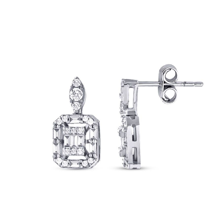 0.41 Carat Diamond Baguette Earrings