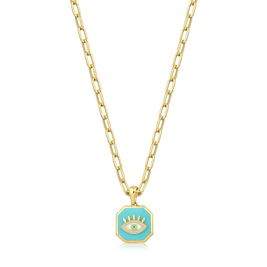 Gold Green Eye Trend Necklace