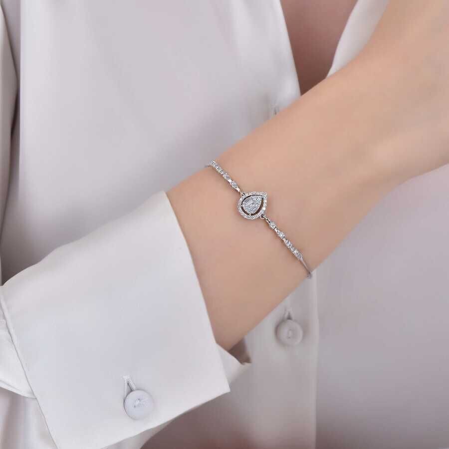0.50 Carat Diamond Baguette Pear Bangle