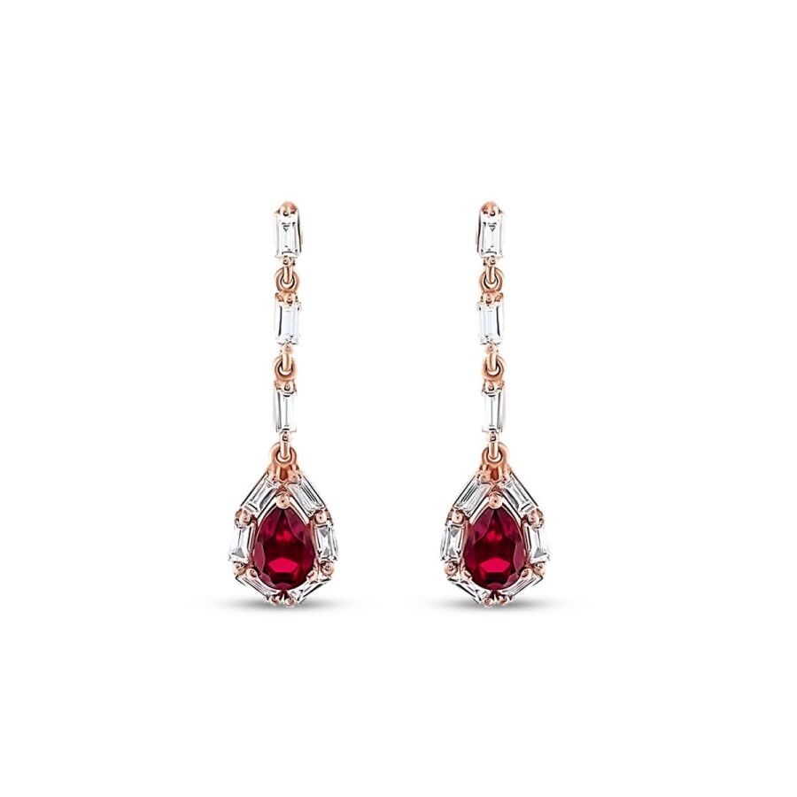 1.48 Carat Diamond Ruby Earrings