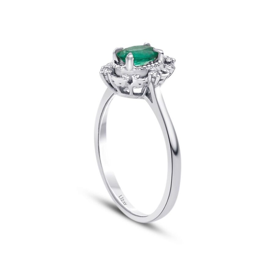 0.42 Carat Diamond Emerald Ring