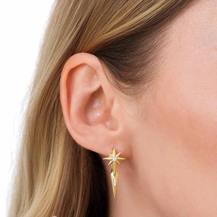 Gold North Star Earrings