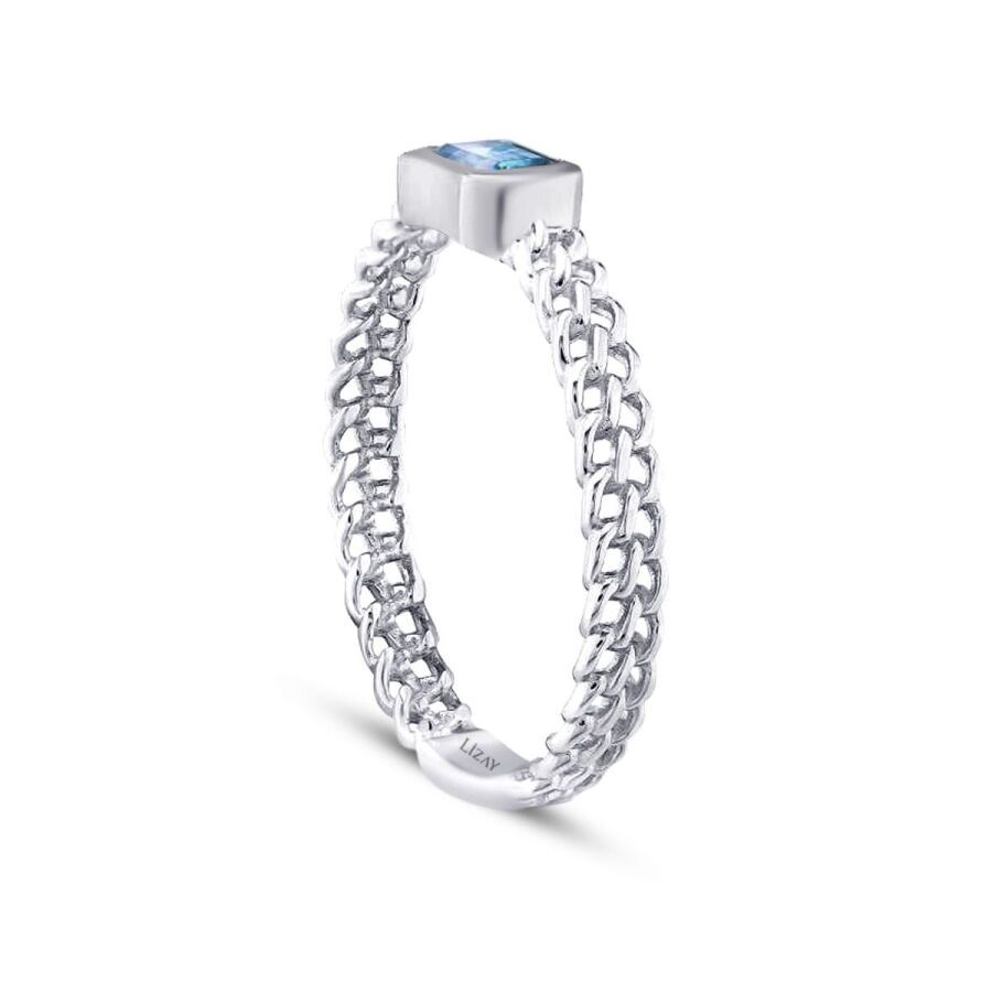 0.37 Carat Diamond Blue Topaz Baguette Necklace