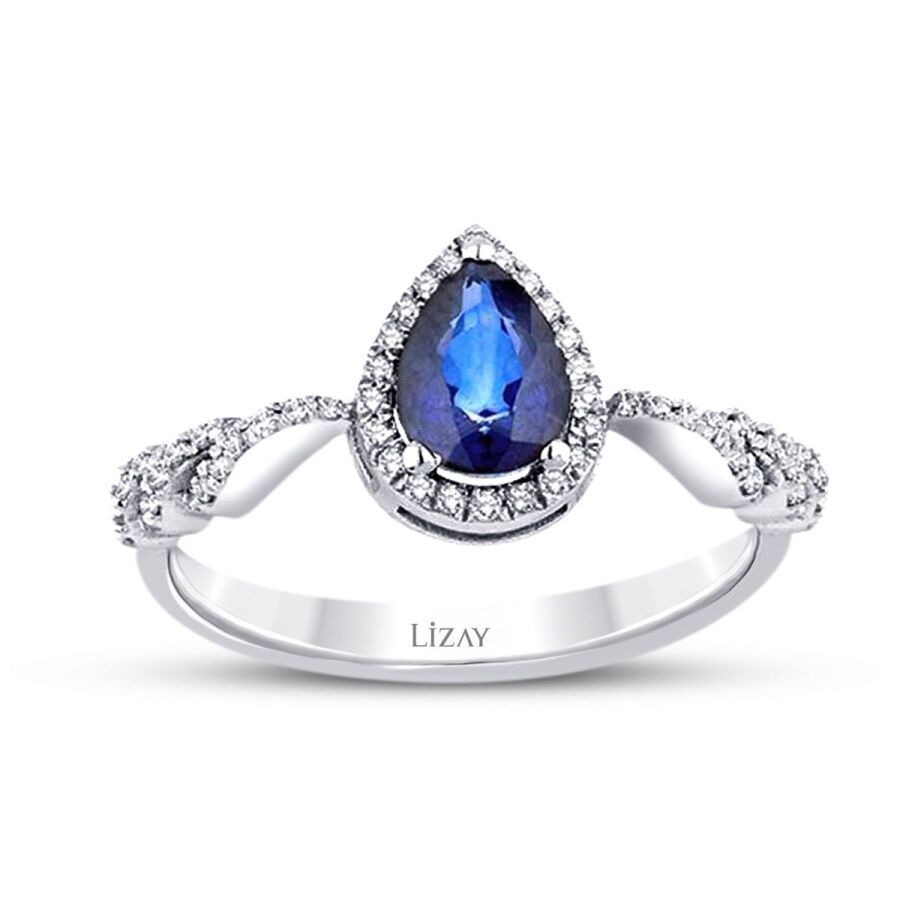 0.83 Carat Diamond Sapphire Ring
