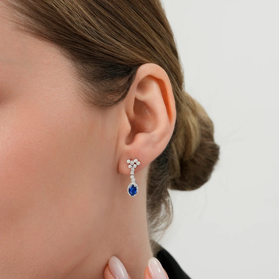 1.56 Carat Diamond Sapphire Earrings