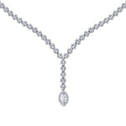 Gold Marquise Tennis Necklace