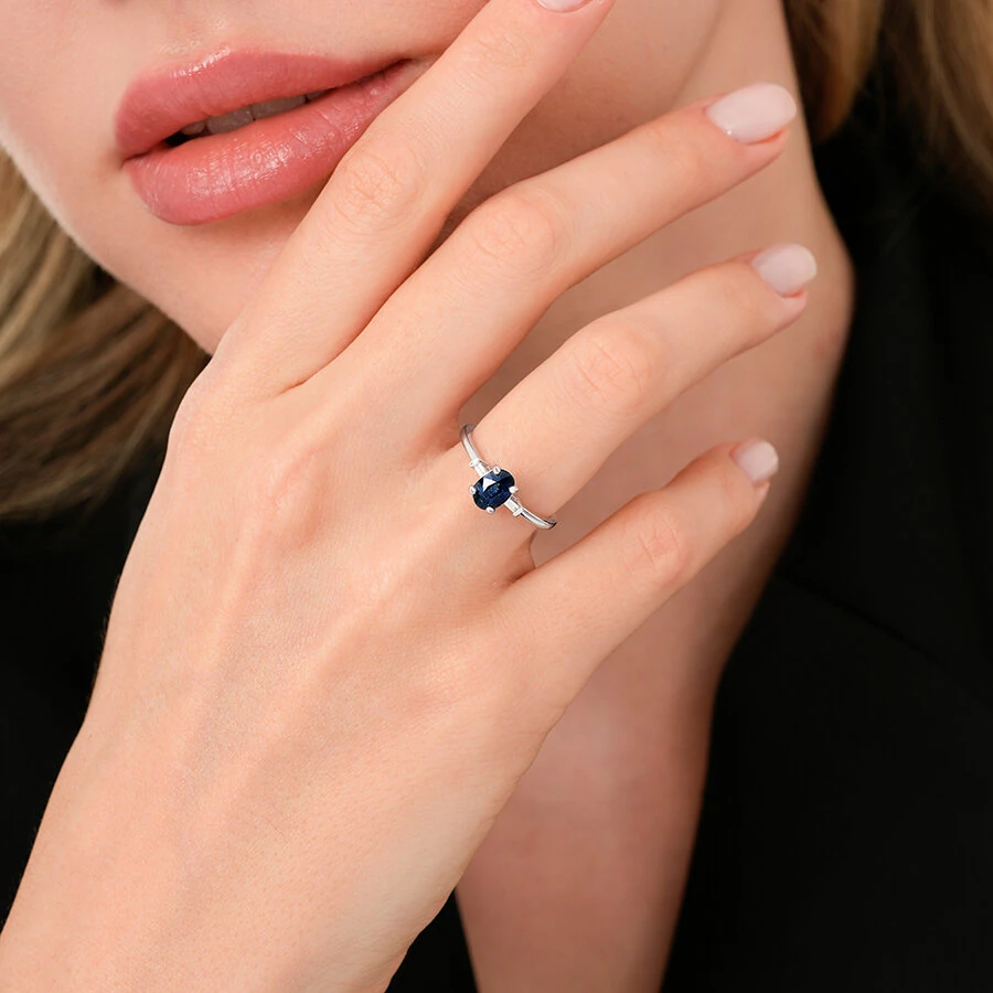 0.91 Carat Diamond Sapphire Ring