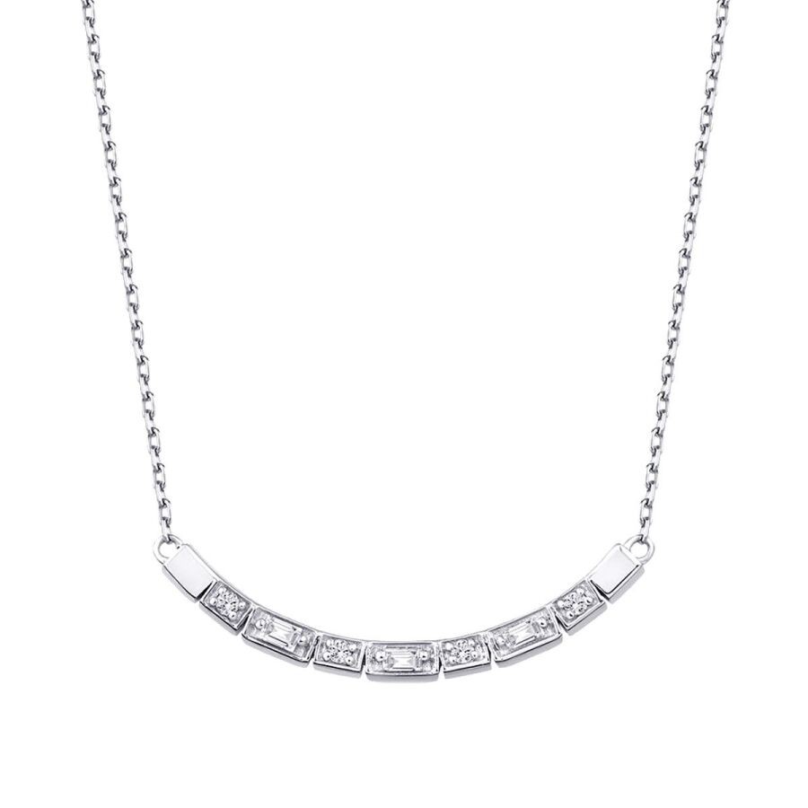 0.16 Carat Diamond Baguette Necklace
