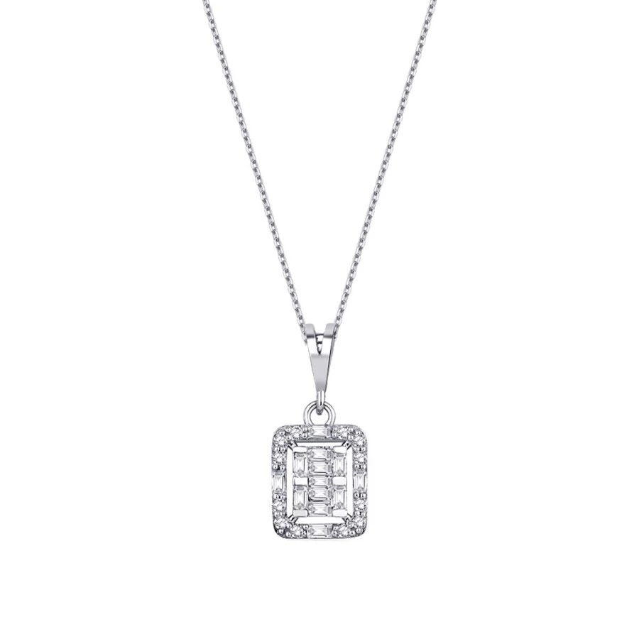 0.15 Carat Diamond Baguette Necklace