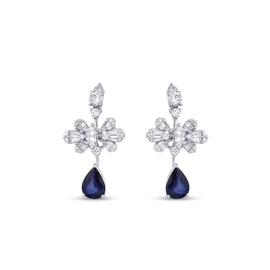 4.33 Carat Diamond Sapphire Earrings