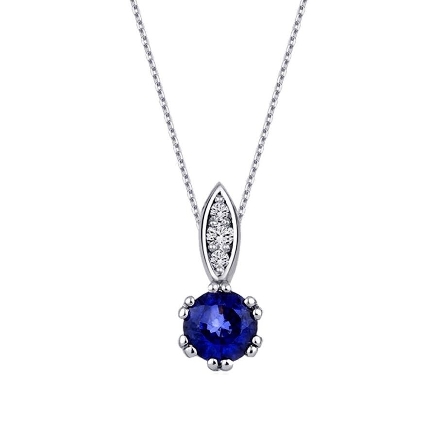 0.32 Carat Diamond Sapphire Necklace