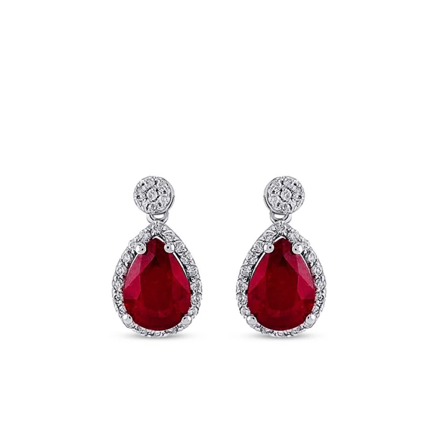 1.91 Carat Diamond Ruby Earrings