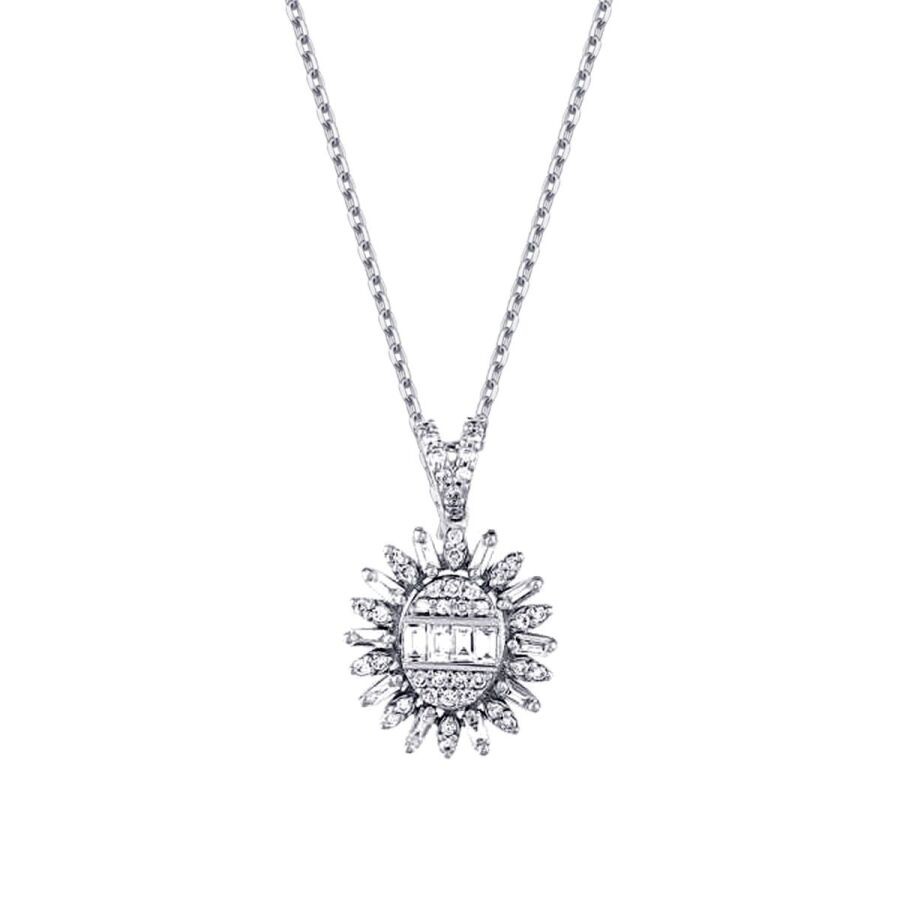 0.43 Carat Diamond Baguette Necklace