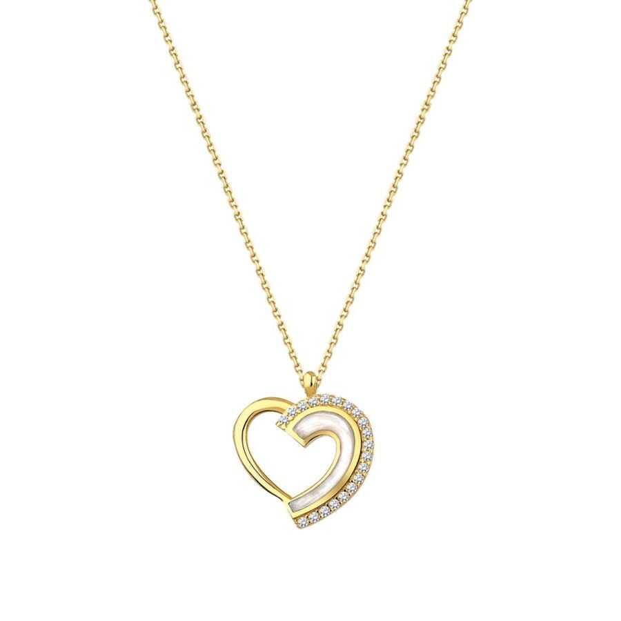 White Gold Enamel Heart Necklace