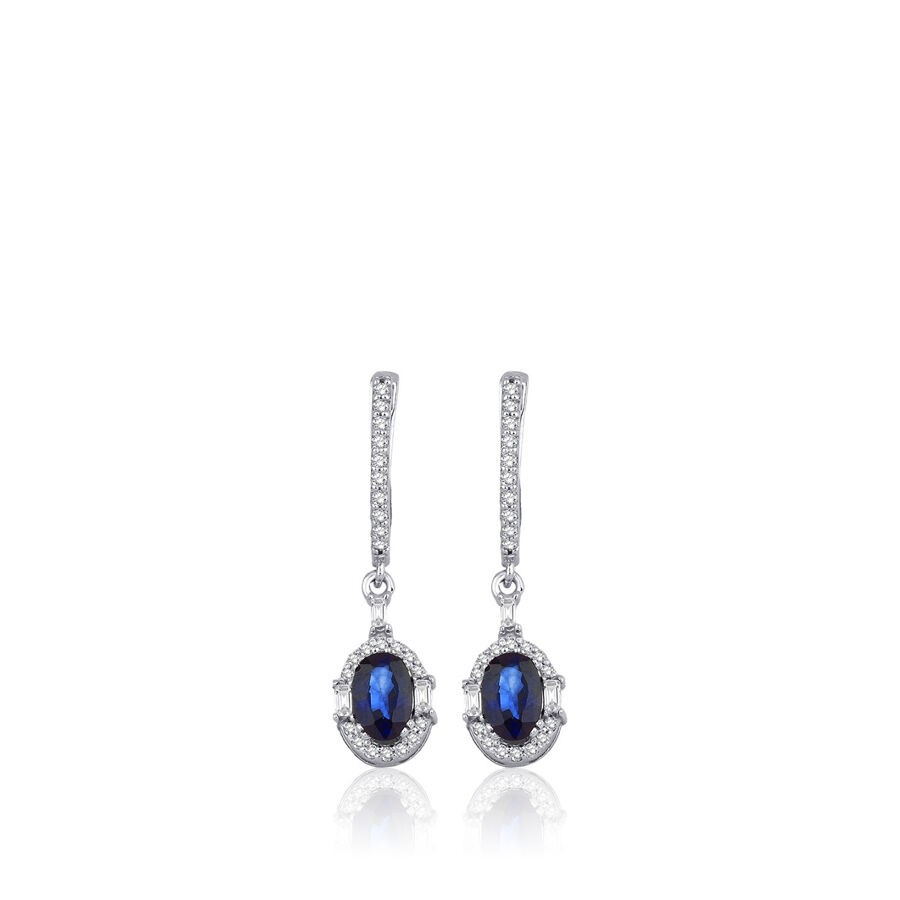 1.74 Carat Diamond Sapphire Earrings