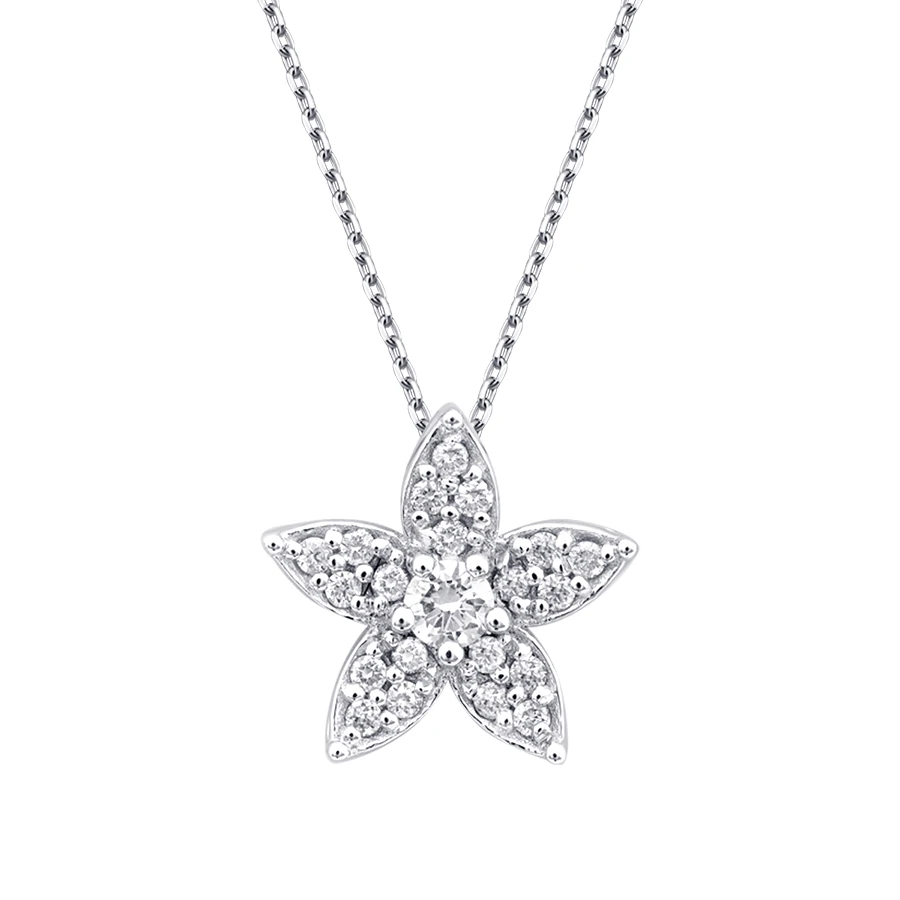 0.16 Carat Diamond Flower Necklace