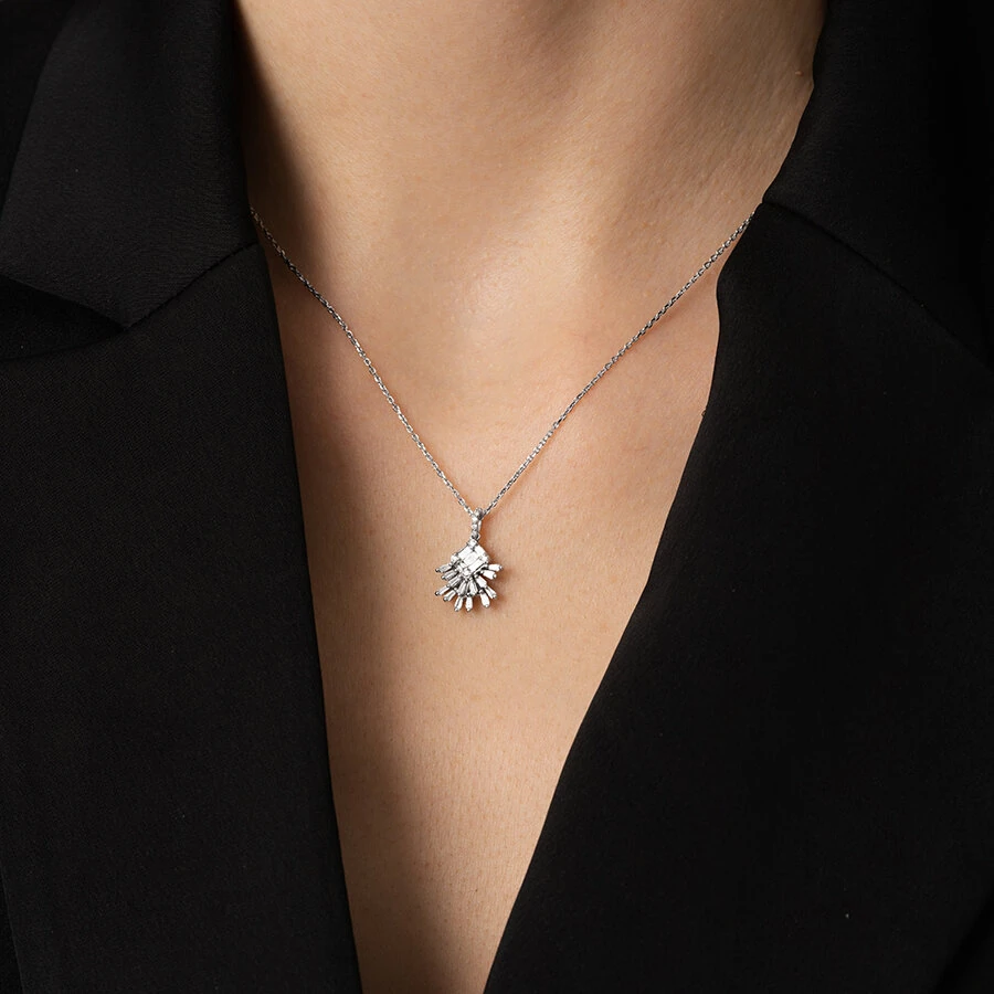 0.33 Carat Diamond Baguette Necklace