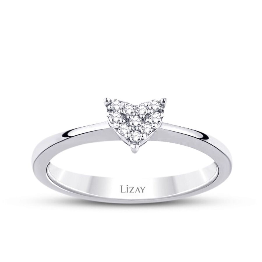 0,09 Karat Diamant Weißgold Herz Ring