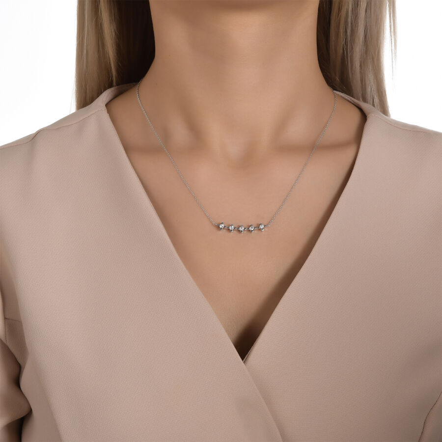 0.32 ct. Diamant Fünf-Stein Halskette