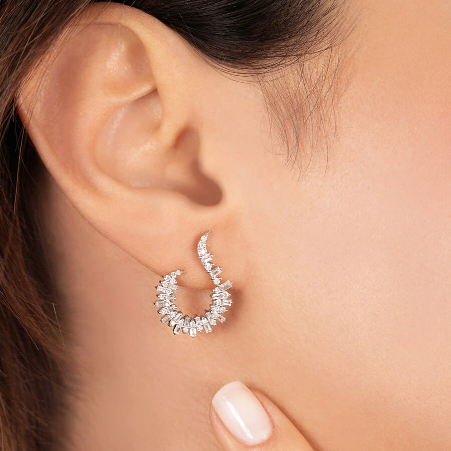 0.88 Carat Diamond Baguette Earrings