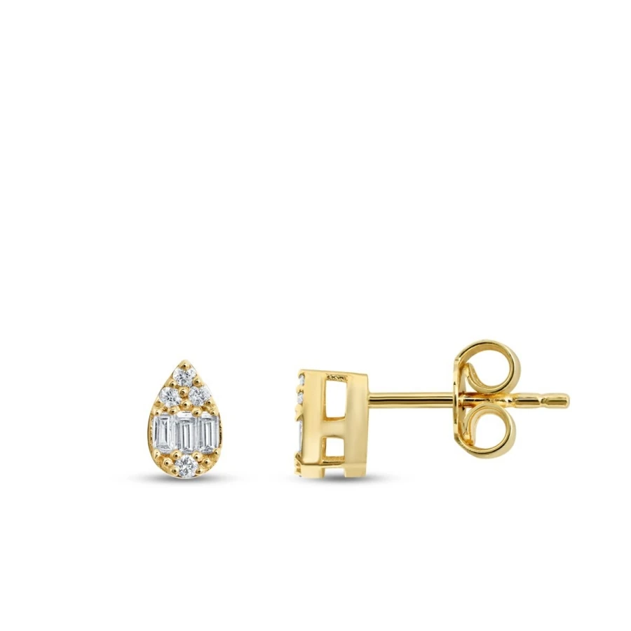 0.14 Carat Diamond Baguette Pear Earrings