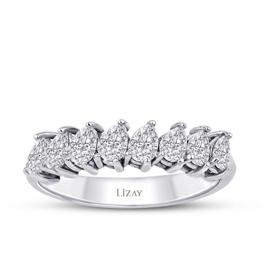 0.76 Carat Diamond Pear Half-Etermal Ring