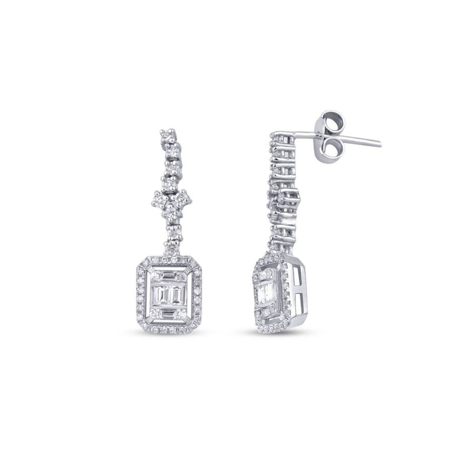 0.72 Carat Diamond Baguette Earrings