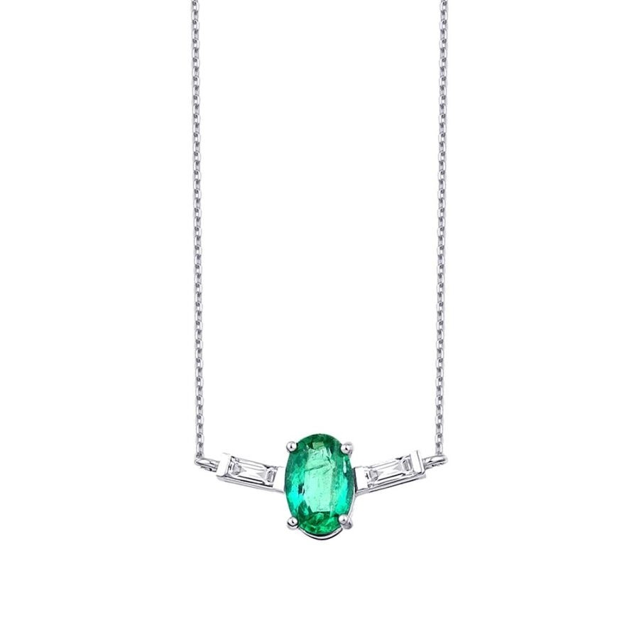 0.45 Carat Diamond Emerald Baguette Necklace