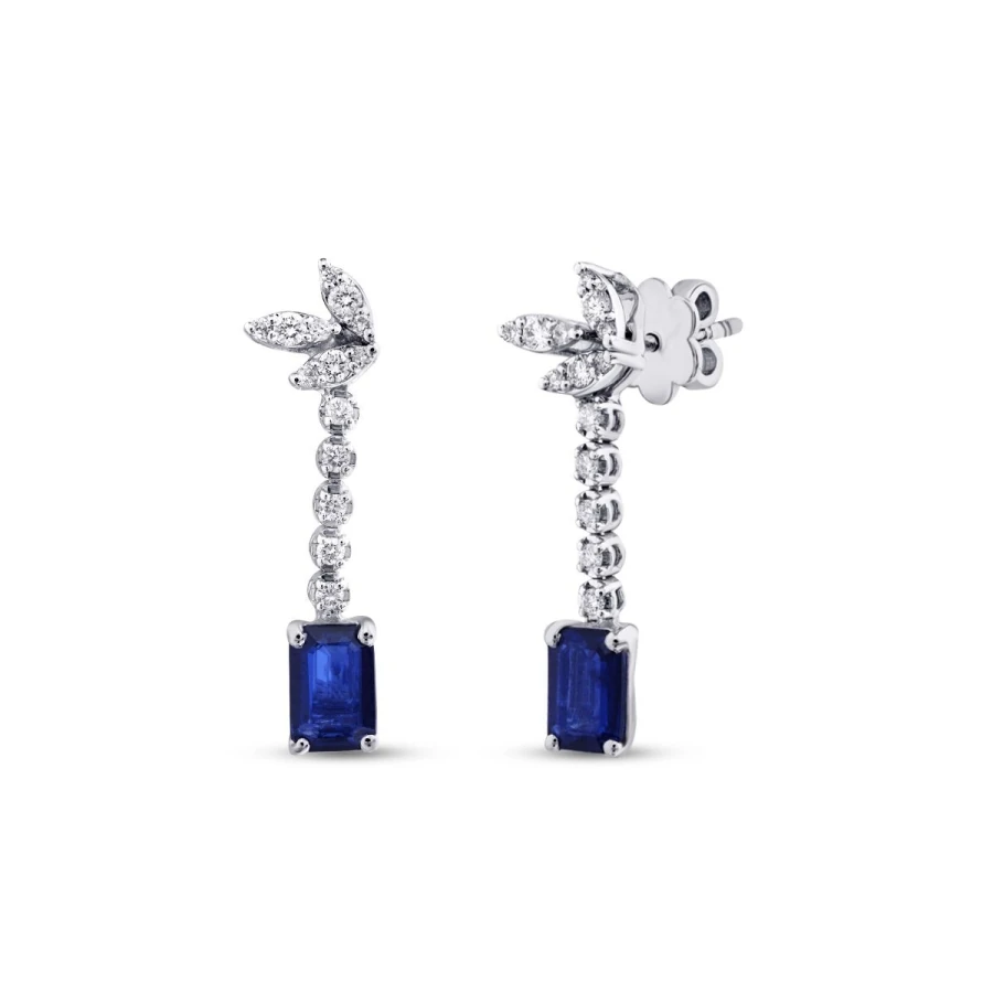 1.38 Carat Diamond Sapphire Earrings
