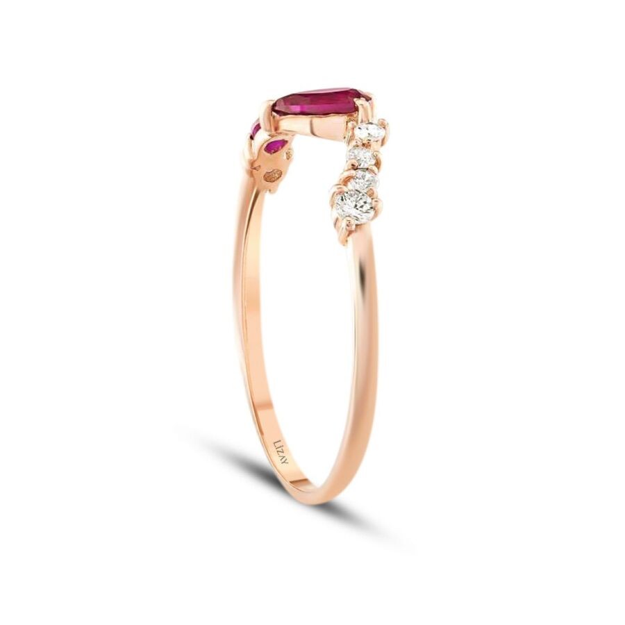 0.46 Carat Diamond Pear Ruby Ring