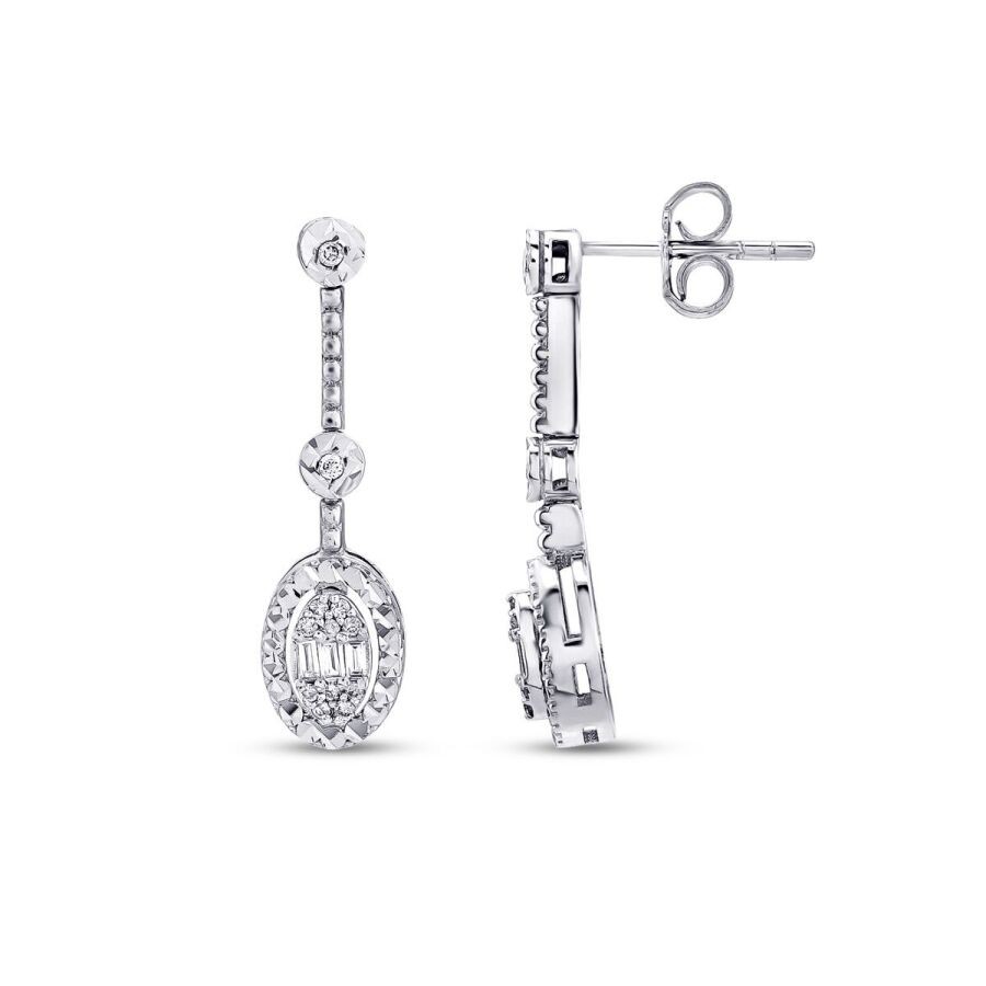0.16 Carat Diamond Baguette Earrings