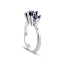 0.85 Carat Diamond Tria Sapphire Ring