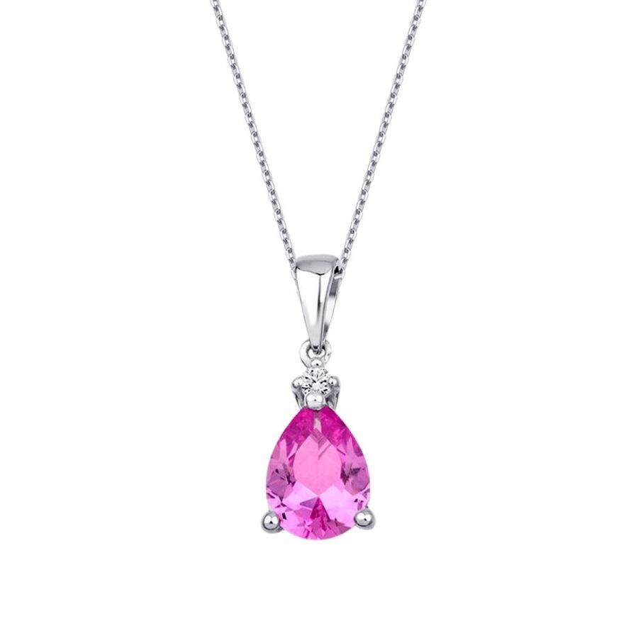 1.90 Carat Diamond Pink Sapphire Necklace