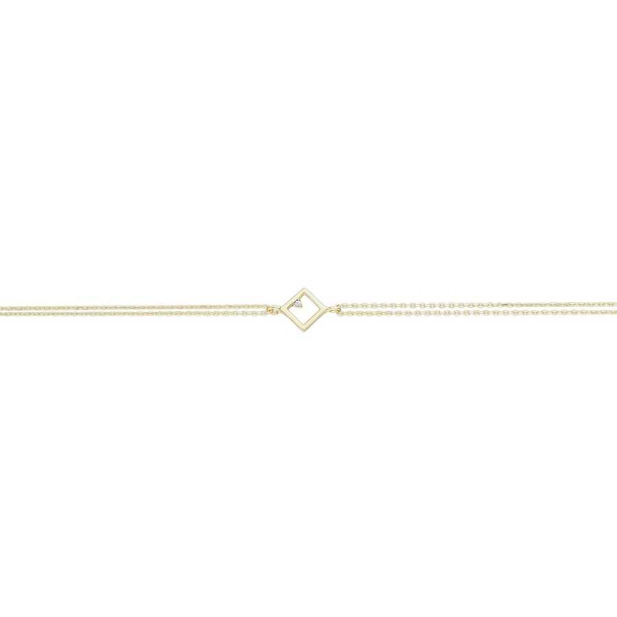 Gold Double Chain Square Bracelet