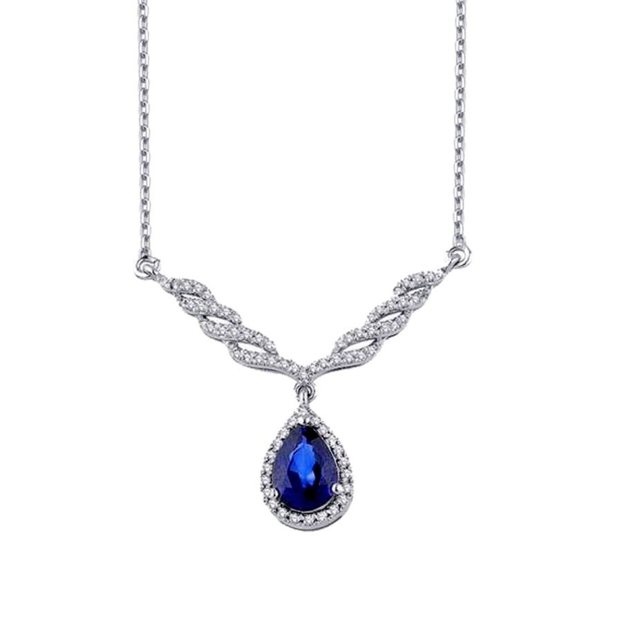 1,06 Karat Diamant Tropfen Saphir Halskette