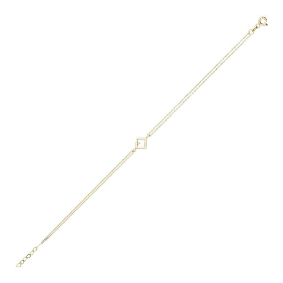 Gold Double Chain Square Bracelet