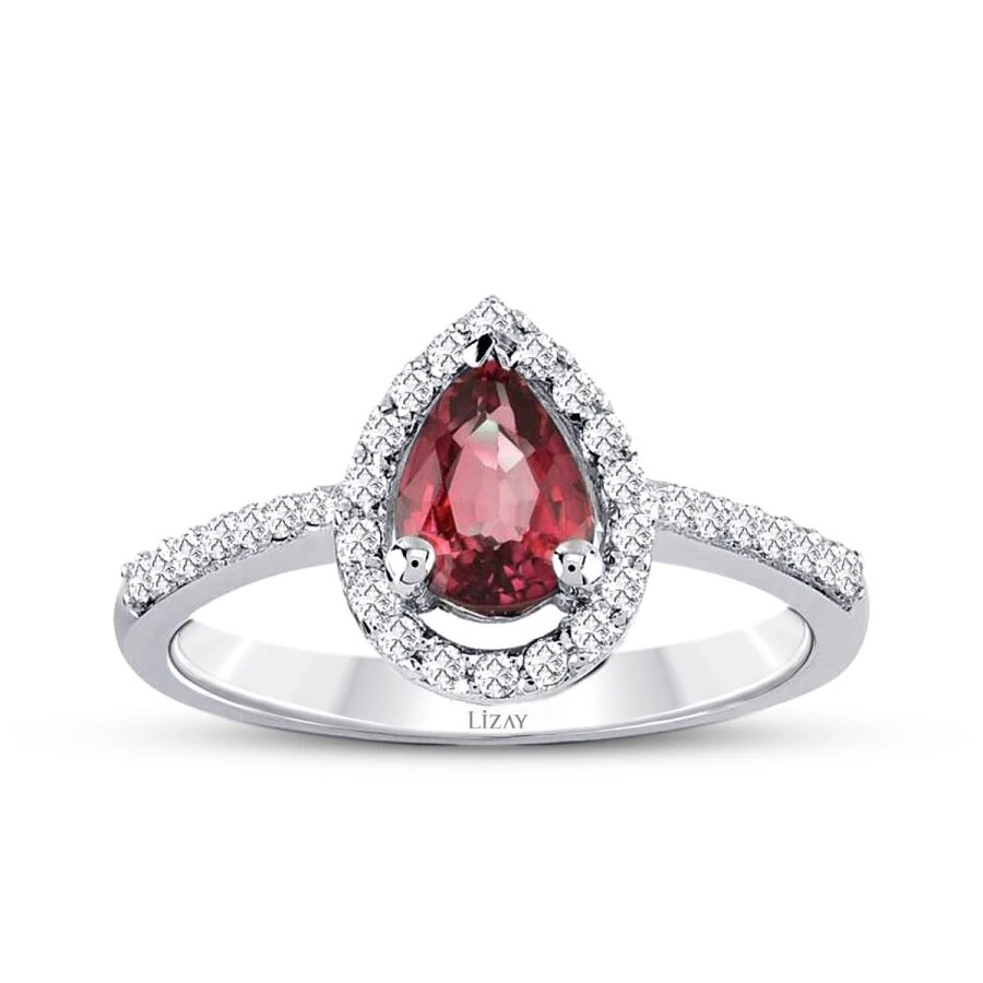 0.83 ct. Diamant Tropfen Rubin Ring