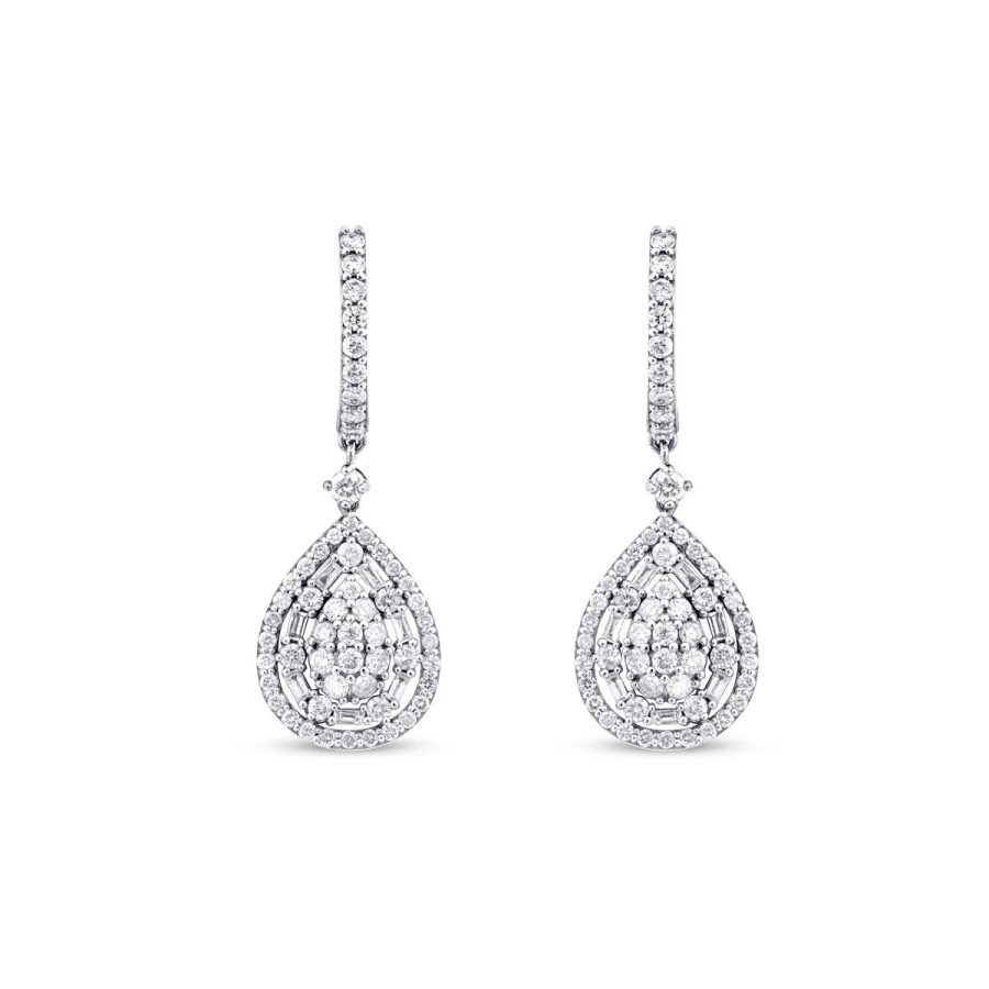 1.39 Carat Diamond Baguette Earrings