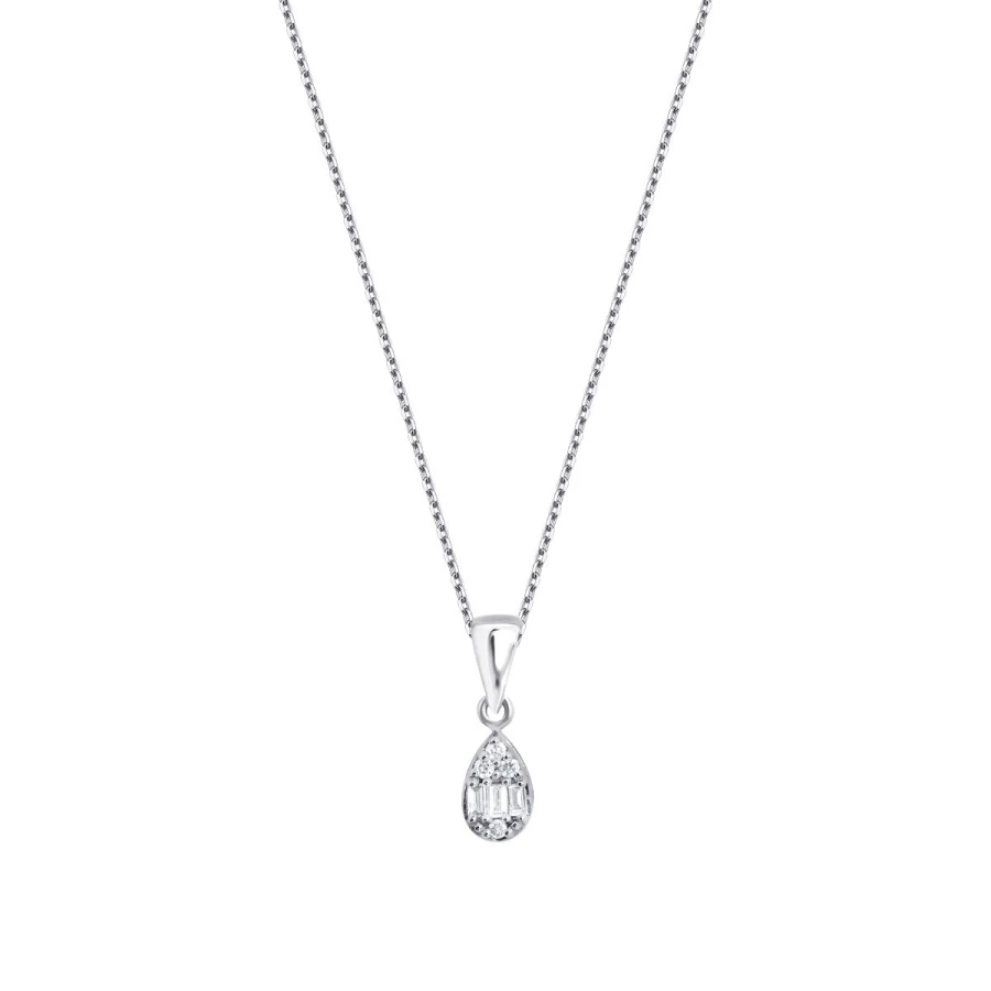 0.06 Carat Diamond Baguette Pear Necklace