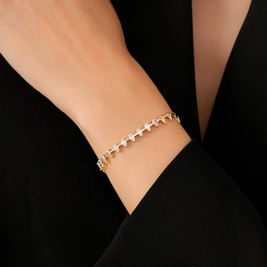 Gold Pear Stone Bracelet