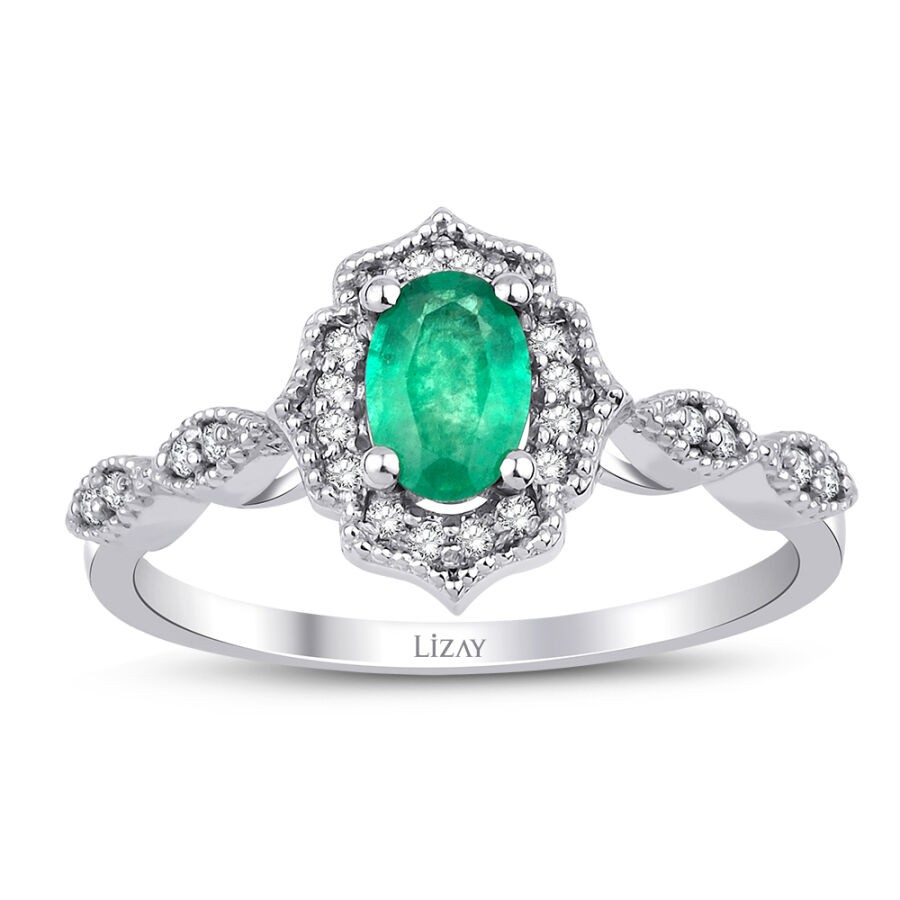 0.47 Carat Diamond Emerald Ring