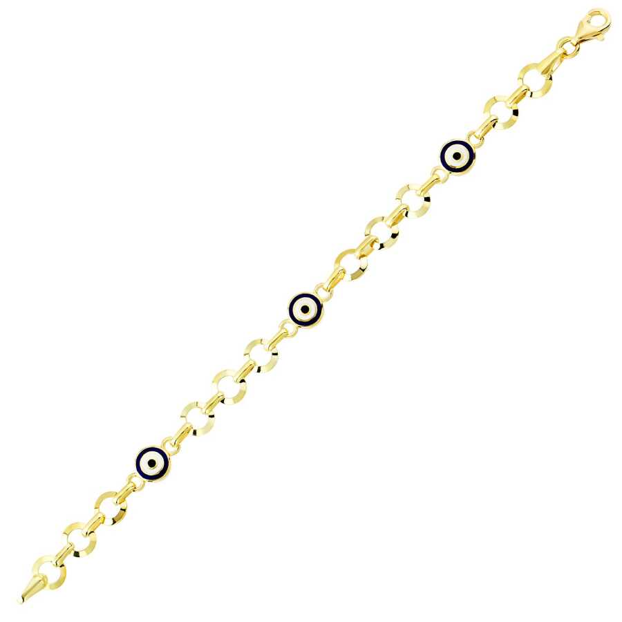 Gold Triple Evil Eye Chain Bracelet