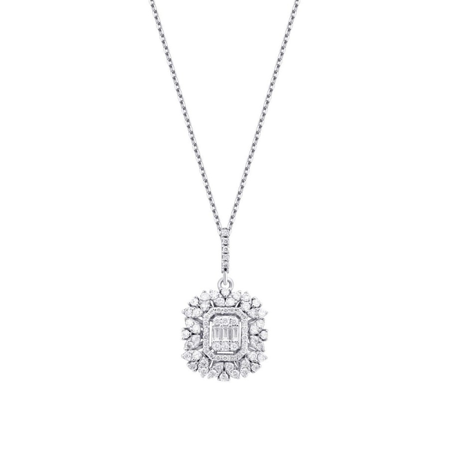 0.46 Carat Diamond Baguette Necklace