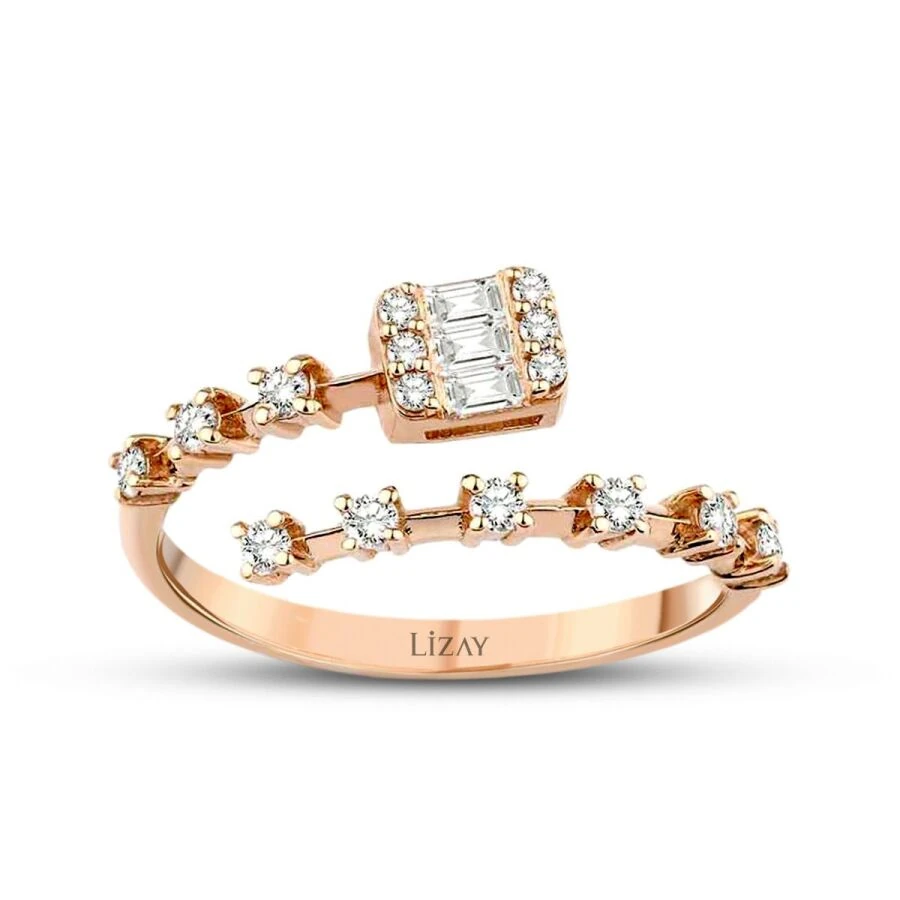 0.24 Carat Diamond Rose Gold Baguette Ring