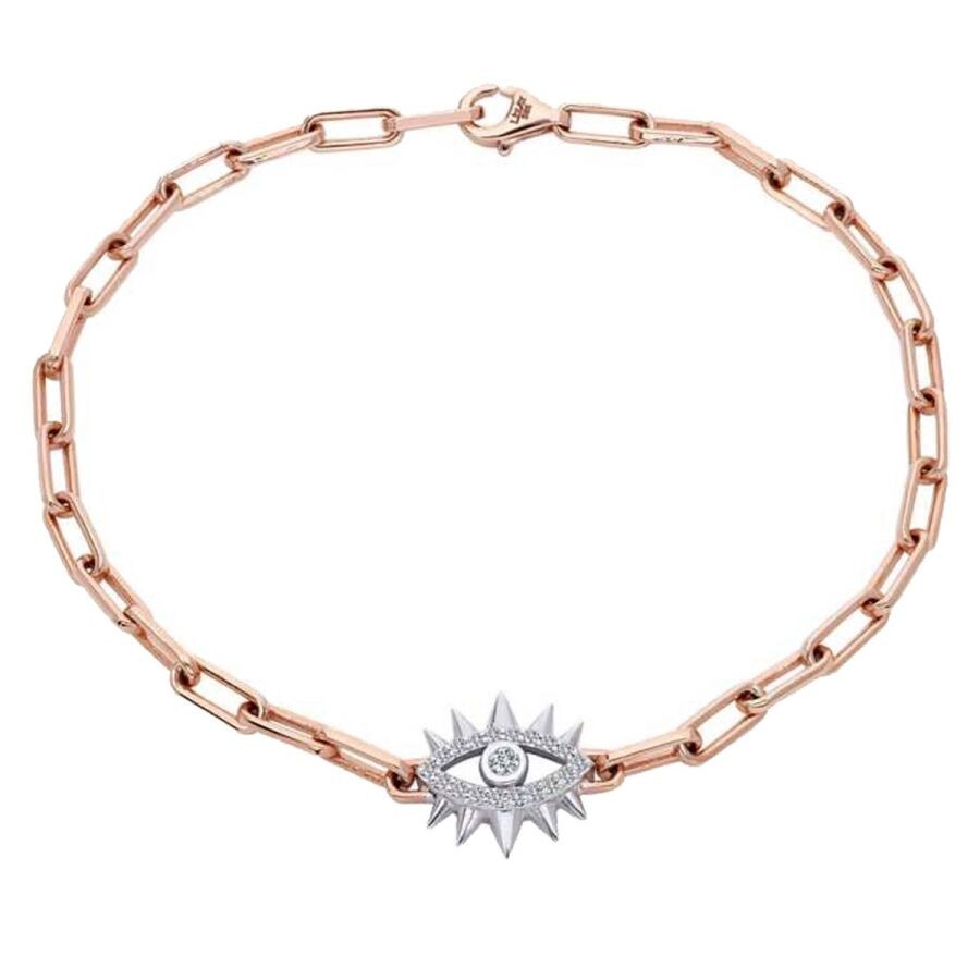 0,14 Karat Diamant Zweifarbiger Schutzauge Armband