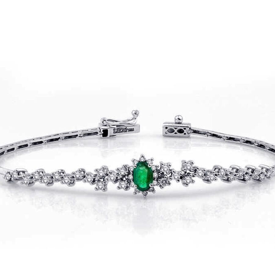 1.30 Carat Diamond Emerald Bracelet