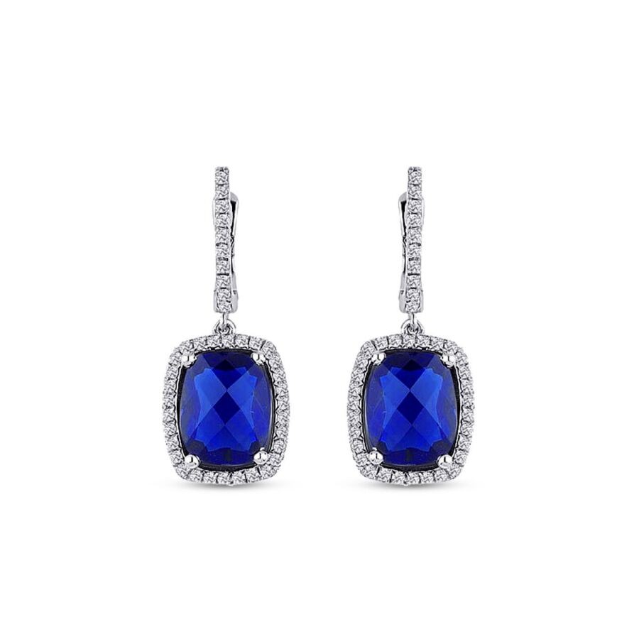 4.33 Carat Diamond Sapphire Earrings