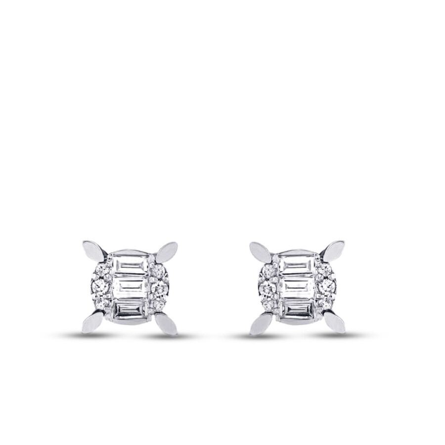 0.15 Carat Diamond Baguette Earrings