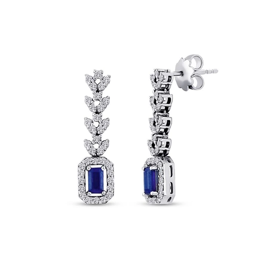 1.47 Carat Diamond Sapphire Earrings